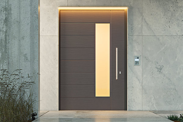 PORTA IN ALLUMINO CON INSERTO IN VETRO