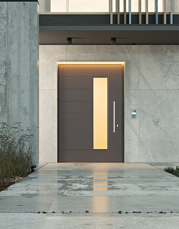 PORTA IN ALLUMINO CON INSERTO IN VETRO